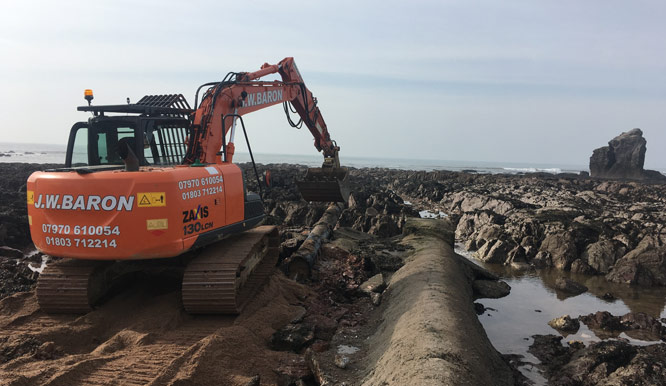 Removal of rocks from a Devon beach
