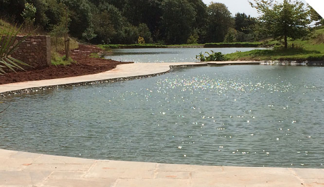 Newly constructed lake in Devon